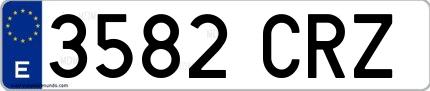 Ejemplo de matrícula española 3582 CRZ