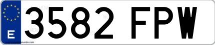 Ejemplo de matrícula española 3582 FPW