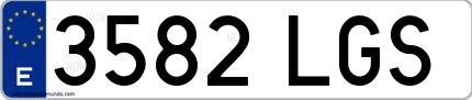 Ejemplo de matrícula española 3582 LGS