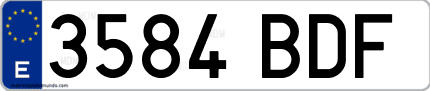 Ejemplo de matrícula de coche ordinaria 3584 BDF