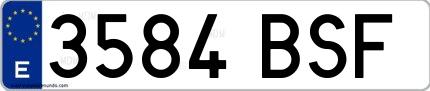 Ejemplo de matrícula española 3584 BSF