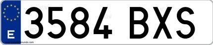 Ejemplo de matrícula española 3584 BXS