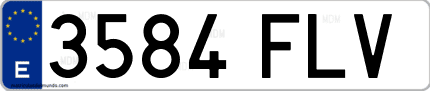 Ejemplo de matrícula de coche ordinaria 3584 FLV