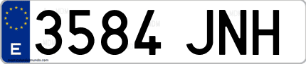 Ejemplo de matrícula de coche ordinaria 3584 JNH