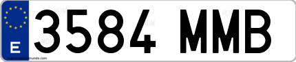Ejemplo de matrícula de coche ordinaria 3584 MMB