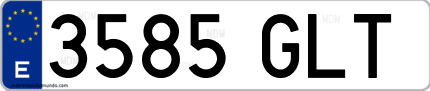 Ejemplo de matrícula de coche ordinaria 3585 GLT