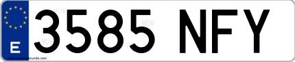 Ejemplo de matrícula española 3585 NFY