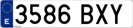 Ejemplo de matrícula española 3586 BXY