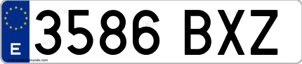 Ejemplo de matrícula de coche ordinaria 3586 BXZ