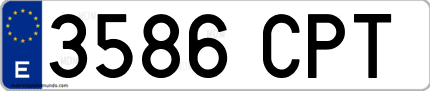 Ejemplo de matrícula de coche ordinaria 3586 CPT
