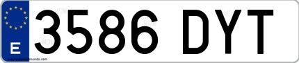 Ejemplo de matrícula española 3586 DYT