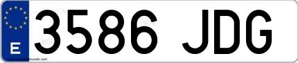 Ejemplo de matrícula española 3586 JDG