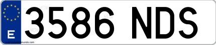 Ejemplo de matrícula española 3586 NDS