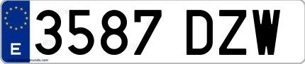 Ejemplo de matrícula española 3587 DZW