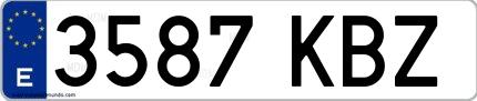 Ejemplo de matrícula española 3587 KBZ