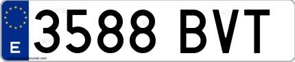 Ejemplo de matrícula española 3588 BVT