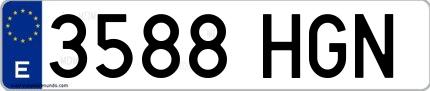 Ejemplo de matrícula española 3588 HGN