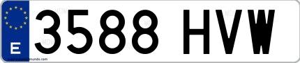 Ejemplo de matrícula española 3588 HVW