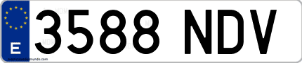 Ejemplo de matrícula de coche ordinaria 3588 NDV