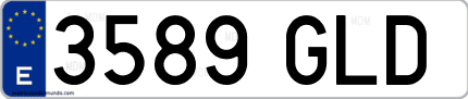 Ejemplo de matrícula de coche ordinaria 3589 GLD