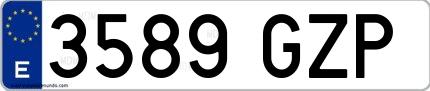 Ejemplo de matrícula española 3589 GZP