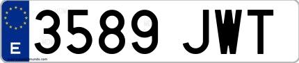 Ejemplo de matrícula española 3589 JWT
