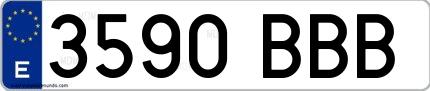 Ejemplo de matrícula española 3590 BBB