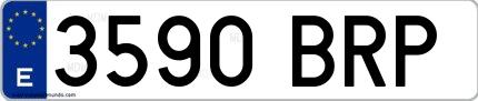 Ejemplo de matrícula española 3590 BRP