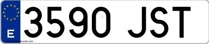 Ejemplo de matrícula española 3590 JST