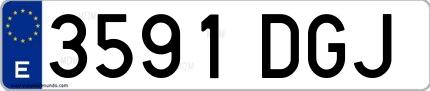 Ejemplo de matrícula española 3591 DGJ