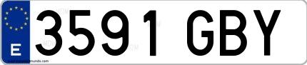 Ejemplo de matrícula española 3591 GBY