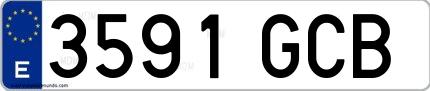 Ejemplo de matrícula española 3591 GCB