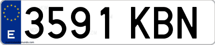 Ejemplo de matrícula de coche ordinaria 3591 KBN