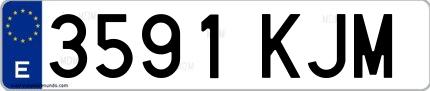 Ejemplo de matrícula española 3591 KJM