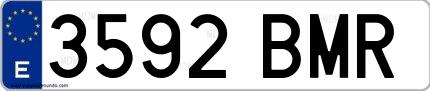 Ejemplo de matrícula española 3592 BMR