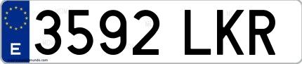 Ejemplo de matrícula española 3592 LKR