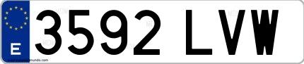 Ejemplo de matrícula española 3592 LVW
