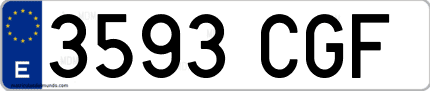Ejemplo de matrícula de coche ordinaria 3593 CGF