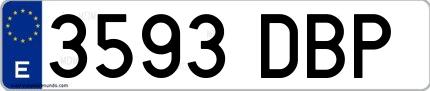 Ejemplo de matrícula española 3593 DBP