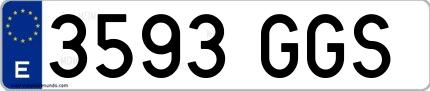 Ejemplo de matrícula española 3593 GGS
