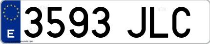 Ejemplo de matrícula española 3593 JLC