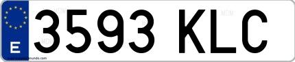 Ejemplo de matrícula española 3593 KLC