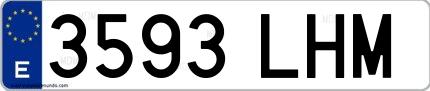 Ejemplo de matrícula española 3593 LHM
