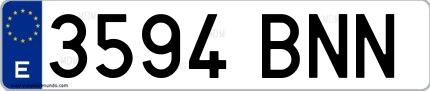Ejemplo de matrícula española 3594 BNN