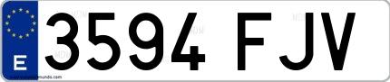 Ejemplo de matrícula española 3594 FJV