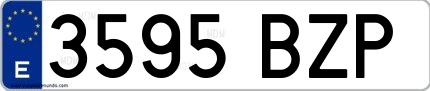 Ejemplo de matrícula española 3595 BZP