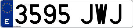 Ejemplo de matrícula española 3595 JWJ