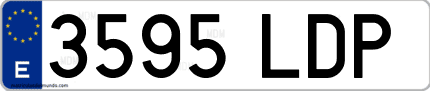 Ejemplo de matrícula de coche ordinaria 3595 LDP