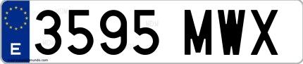 Ejemplo de matrícula española 3595 MWX