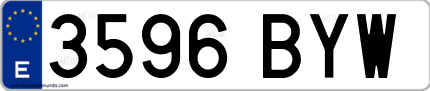 Ejemplo de matrícula de coche ordinaria 3596 BYW